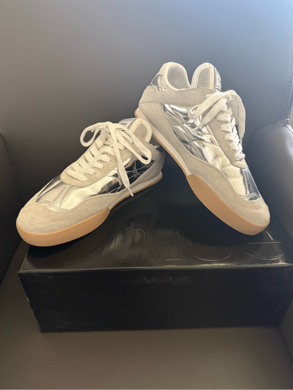 Chloé Silver Metallic Kick Sneakers - Picture 3 of 4